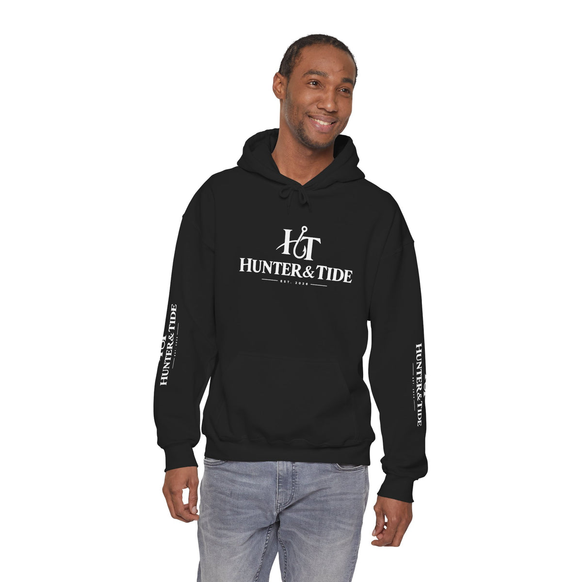 Hunter & Tide Logo Hoodie – Coastal Fishing Graphic Pullover