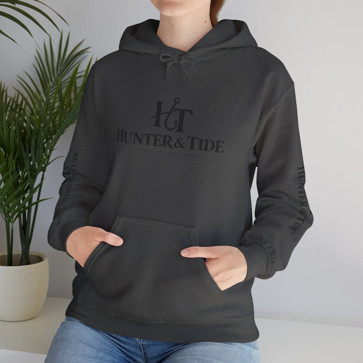 Hunter & Tide Logo Hoodie – Coastal Fishing Graphic Pullover