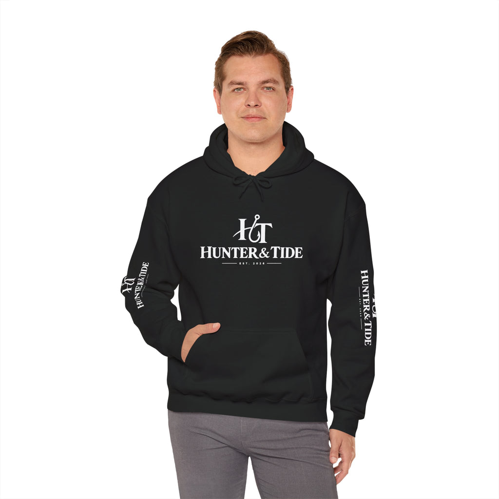 Hunter & Tide Logo Hoodie – Coastal Fishing Graphic Pullover