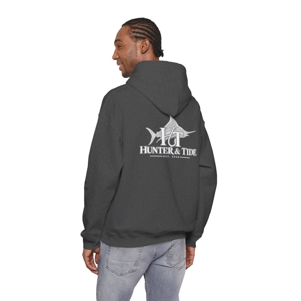Hunter & Tide Logo Hoodie – Coastal Fishing Graphic Pullover