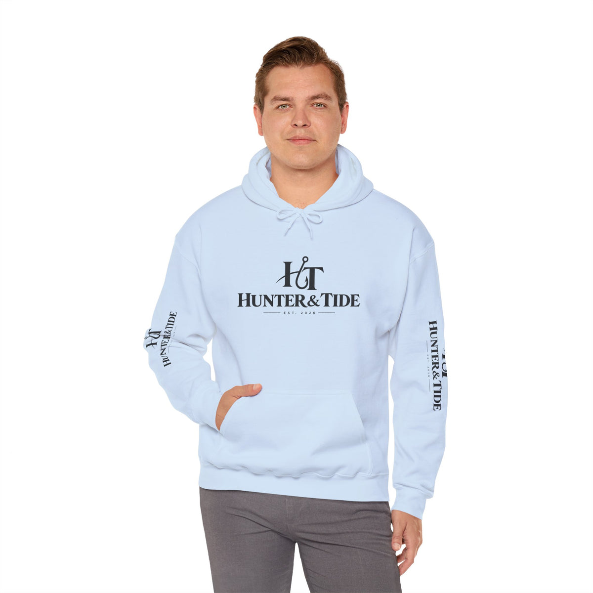 Hunter & Tide Logo Hoodie – Coastal Fishing Graphic Pullover