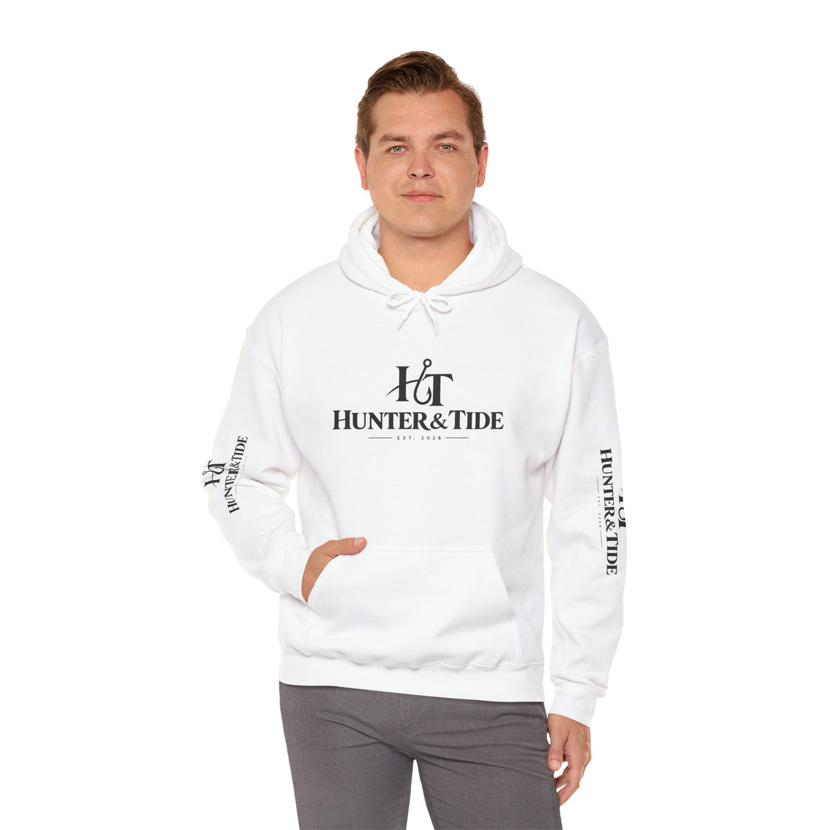 Hunter & Tide Logo Hoodie – Coastal Fishing Graphic Pullover