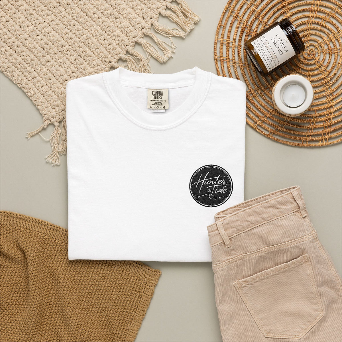 "Hunter & Tide" Embroidered Logo Tee