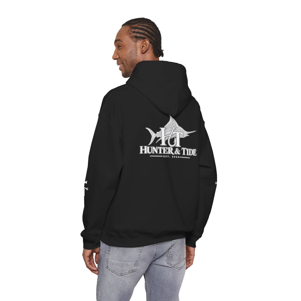 Hunter & Tide Logo Hoodie – Coastal Fishing Graphic Pullover