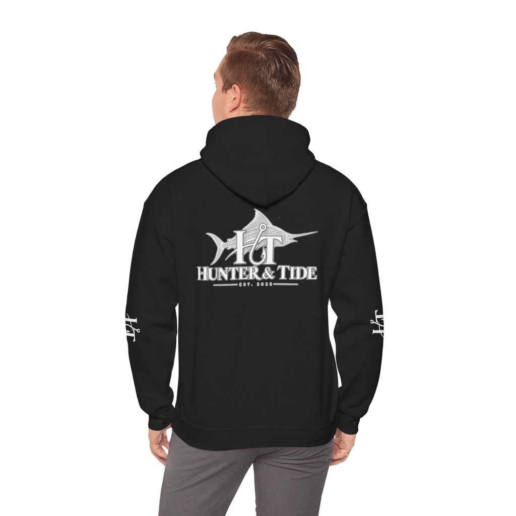 Hunter & Tide Logo Hoodie – Coastal Fishing Graphic Pullover
